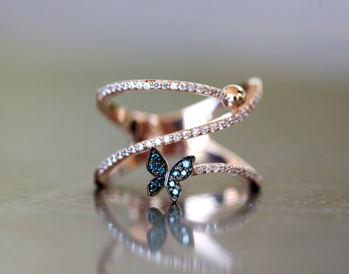나비 청 쓰브 다이아몬드 라인 반지